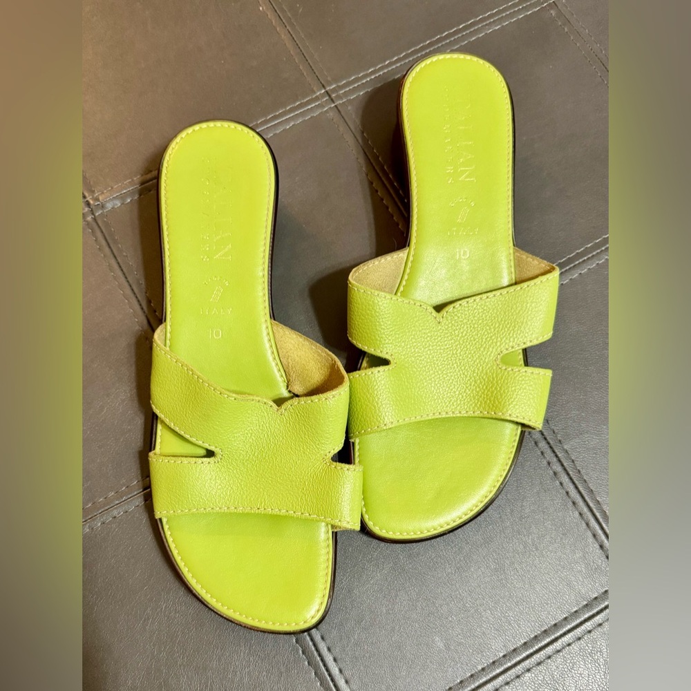 Women’s Lime Green Sandals Italian Shoemakers Size 10 - Picture 3 of 14